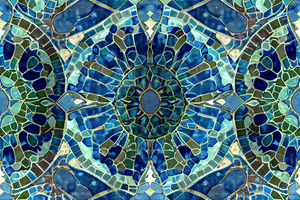 Glaswand mit geometrischem Muster